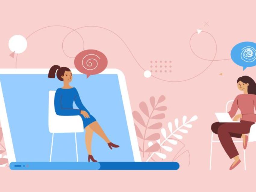 illustration of two women talking
